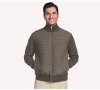 Skechers Men's The Hoodless Hoodie Cosy Fit Knit Hybrid Jacket in Brown/Olive, Size Small | Polyester
