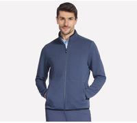 Skechers Men's The Hoodless Hoodie Ottoman Jacket in Blue/Red, Size XL | Recycled Polyester/Spandex