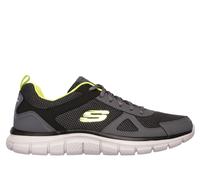 Skechers Men's Track - Bucolo Sneaker in Charcoal/Lime, Size 6.5 | Leather/Textile/Synthetic