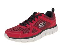 Skechers Men's Track Bucolo Sports Shoes, Red Leather Black Mesh Trim, 9.5 UK