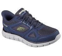 Skechers Men's Track Ezral Slip-On Sneakers, Navy Leather/Lime Mesh/Pu, 7.5 UK Wide