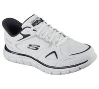 Skechers Men's Track Ezral Slip-On Sneakers, White Leather/Black Mesh/Pu, 9.5 UK