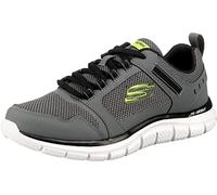 Skechers Men's Track Knockhill Sneaker, Charcoal Leather/Mesh/Black Synthetic Trim, 10 UK