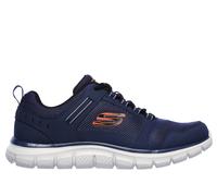 Skechers Men's Track - Knockhill Sneaker in Navy Blue/Orange, Size 11 | Leather/Textile/Synthetic