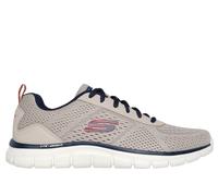 Skechers Men's Track - Leshur Sneaker in Taupe/Navy Blue, Size 6.5 | Textile/Synthetic, Vegan, Machine Washable