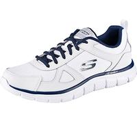 Skechers Men's Shoes Track Scloric Oxford White Leather Mesh PU Navy Trim UK 11