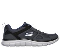 Skechers Men's Track Sneaker in Gray/Navy Blue, Size 7.5 | Leather/Textile/Synthetic