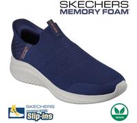 Skechers Mens Trainers Ultra Flex Navy Blue Vegan Slip-Ins Hands Free Shoes