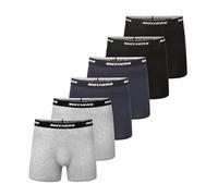 Skechers Men's Underwear Boxer Briefs 6-Pack, Contoured Pouch, Moisture Wicking, No Ride Comfort, Breathable Cotton, Blue/Dark Grey/Black, S