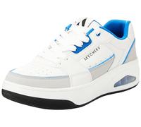 Skechers Men's Uno Court Low-Post Trainers, White and Grey Leather/Duraleather/Blue M, 9 UK