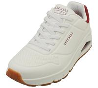 Skechers Men's Uno Harry Kane Air Sneaker, White Duraleather/Burgundy Suede, 8 UK