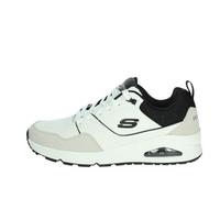 Skechers Men's UNO Retro ONE Sneaker, White Leather/Duraleather/Black Mesh, 9 UK