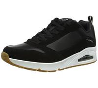 Skechers Men's Uno Stacre Sneaker, Black Leather/Pu/White Trim, 7 UK