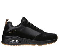 Skechers Men's UNO - Stacre Sneaker in Black, Size 9 | Leather/Synthetic/Textile