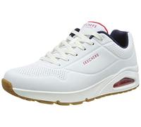 Skechers Men's Uno Stand on Air Sneaker, White Durabuck Navy Red Trim, 9 UK