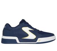 Skechers Men's Viper Court Classic Sneaker in Navy Blue/Yellow, Size 7.5 | Leather/Synthetic/Textile