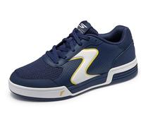 Skechers Men's Viper Court Classic Sneaker, Navy Leather/Synthetic/Textile/Yellow Trim, 7 UK