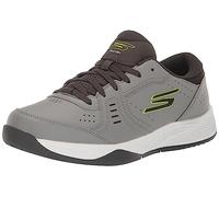 Skechers Men's Viper Court Smash-Athletic Indoor Outdoor Pickleball Shoes | Relaxed Fit Sneakers, Grey/Lime, 10.5
