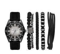 Skechers Men's Watch and Stackable Bracelet or Interchangeable Band Gift Set, Black/Gunmetal Ombre, Bracelet Gift Set