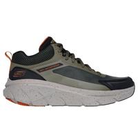 Skechers Men's Waterproof Relaxed Fit: D'Lux Walker 2.0 - Grailo Sneaker in Olive/Orange, Size 8.5 | Leather/Textile/Synthetic