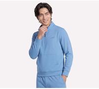 Skechers Men's Weekend Easy 1/4 Zip Top in White/Periwinkle, Size 2XL | Polyester/Spandex