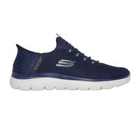 Skechers Mens Wide Fit Blue Black Slip Ins Shoes Trainers High Range 232457W