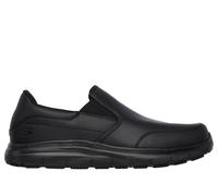 Skechers Men's Work Slip-Resistant Relaxed Fit: Flex Advantage - Bronwood Slip-On Shoes in Black, Size 9.5 | Leather/Textile