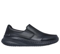 Skechers Men's Work Slip-Resistant Relaxed Fit: Squad Chaos - Rockrath Sneaker in Black, Size 8 | Leather/Textile/Synthetic
