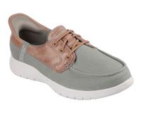 Skechers Women's On-The-Go Flex Palmilla Slip-On Sneakers, Olive Textile, 4 UK