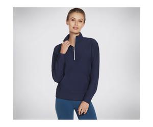 Skechers Performance GoLuxe Rib 1/4 Zip Polyester Women's Blue Pullover