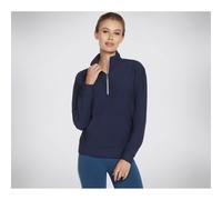 Skechers Women's Goluxe Rib 1/4 Zip Sweater, Blue Iris, L