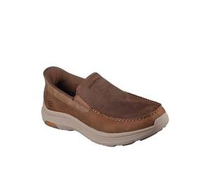 Skechers Pollard Dual Gore Leather Moc Toe Slip-Ins Loafer, Brown, Size 10, Men Brown