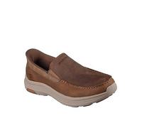 Skechers Pollard Dual Gore Leather Moc Toe Slip-Ins Loafer, Brown, Size 8, Men Brown