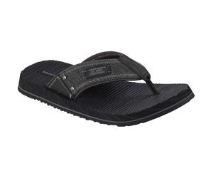 Skechers Quill Textile Mens Black Flip Flops - Size UK 8