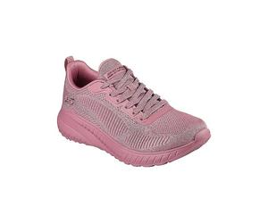 Skechers Raspberry Knit Bobs Squad Chaos Face Off Trainers Raspberry