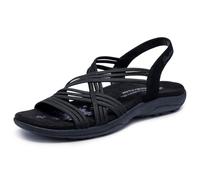 Skechers Reggae Slim - Simply Stretch - Strappy Gore Open Toe Sling Back Sandal Black