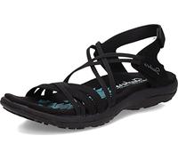 Skechers Women's Reggae Slim-Takes Two Flat Sandal Black/Black 8