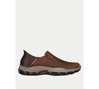 Skechers Respected Wide Fit Slip On Trainers Dark Brown
