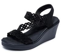 Women's Skechers RUMBLE ON - SASSIER DAYZ Womens Sandals Black - Size: 5