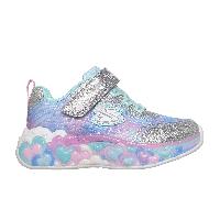 Skechers S-Lights: Eternal Heart Lights Sneaker in Silver, Size 8 | Textile/Synthetic