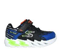 Skechers S Lights: Flex-Glow Bolt Sneaker in Black/Blue, Size 7 | Synthetic/Textile