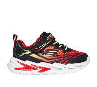 Skechers S Lights: Flex-Glow Ultra Sneaker in Black/Red, Size 4 | Synthetic/Textile