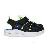Skechers S-Lights: Sola Glow Sandal Sandals in Black/Lime, Size 4 | Synthetic/Textile