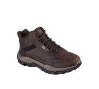 Skechers Santoro Mid Top Leather Lace Up Boot Mesh On Collar, Brown, Size 9, Men Brown