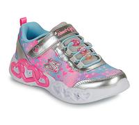 Skechers Girl's Infinite Heart Lights Heart Jewels Sneakers, Silver Sparkle Mesh/Multi Trim, 12 UK Child