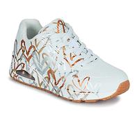 Skechers Women's Uno Metallic Love Sneaker, White and Multi Metallic Heart Print Durabuck, 3 UK