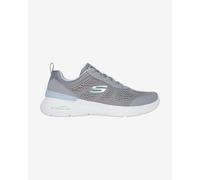 Skechers Women's Skech-Air Dynamight 2.0 - New Heights Sneaker in Gray/Light Blue, Size 7 | Textile/Synthetic, Vegan, Machine Washable