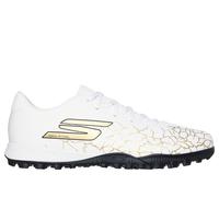 Skechers SKX_1.5 Academy TF Shoes in White/Black/Gold, Size 4 | Synthetic/Textile