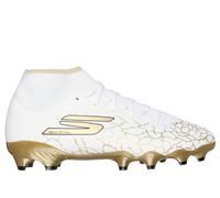 Skechers SKX_1.5 High Academy FG Shoes in White/Black/Gold, Size 4 | Synthetic/Textile