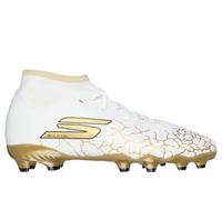 Skechers SKX_ 1.5 Jr Youth FG High Shoes in White/Black/Gold, Size 2 | Synthetic/Textile